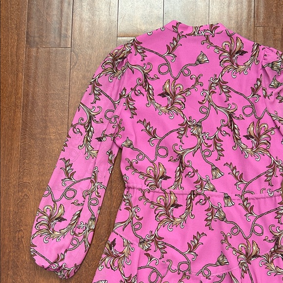 Milly Long Sleeve Pink and Brown Chain Patterned Dress, Size 8, NWOT - Picture 13 of 16